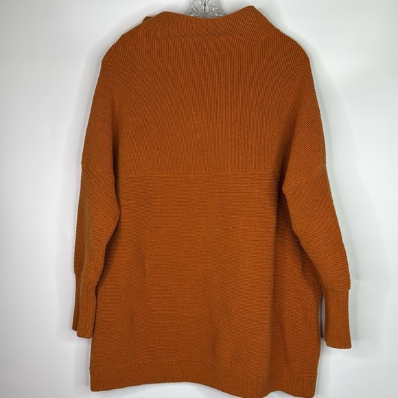 Free People Orange Cowl Neck Heavy Knit Sweater Size Medium - Picture 4 of 9